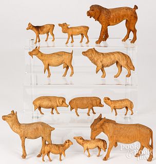 Carved pine animals