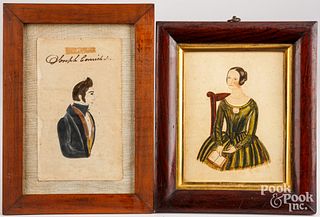 Two watercolor portraits of a man and woman