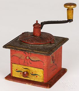 Painted coffee mill, late 19th c.