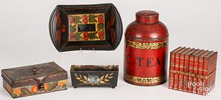 Tin, to include a tea canister, spice box, etc.