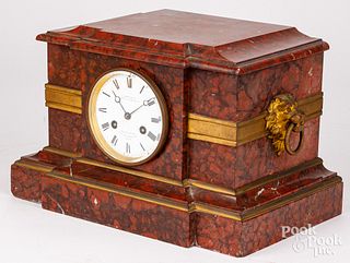 French marble mantel clock, 19th c.