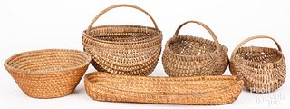 Five antique baskets