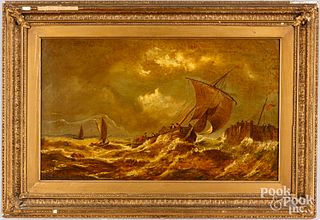 Continental oil on canvas coastal scene, 19th c.