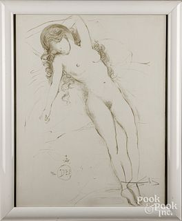 Salvador Dalí signed female nude lithograph