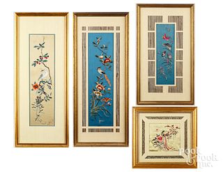 Four Chinese silkwork panels