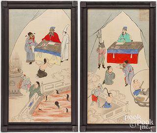 Pair of Chinese watercolors