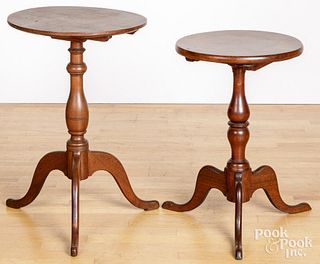 Two country walnut candlestands, 19th c.