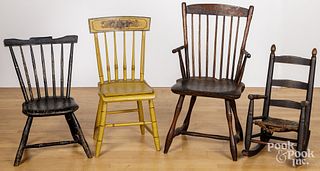 Four assorted child's chairs, 19th c.