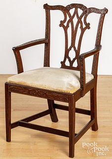 George III carved mahogany armchair, 18th c.