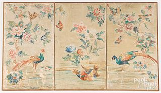 Painted three-part folding screen, late 19th c.