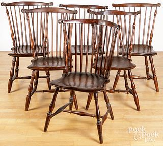 Assembled set of six fanback Windsor chairs