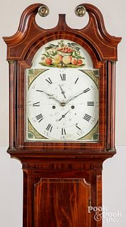 English mahogany tall case clock, early 19th c.