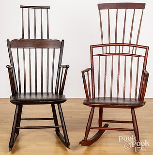 Two highback Windsor rocking chairs, ca. 1825