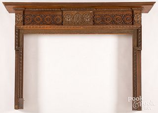 Carved oak mantel, early 20th c.