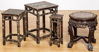 Chinese lacquer nesting tables, etc.