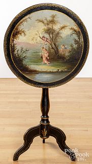 French painted candlestand, late 19th c.