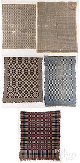 Five overshot coverlets, 19th c.