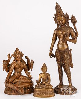 Three Southeast Asian bronze figures
