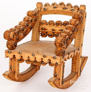 Miniature tramp art rocking chair, early 20th c.