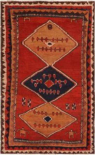 No Reserve - Vintage Persian Gabbeh Rug 8 ft x 4 ft 10 in (2.43 m x 1.47 m)