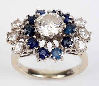 18K Diamond and Sapphire Ring.