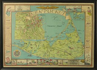 Ruth Haviland Sutton Nantucket Map, circa 1946