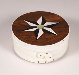 Mark A. Sutherland Bone Ditty Box with Scrolled Laps and Star Inlay on Lid
