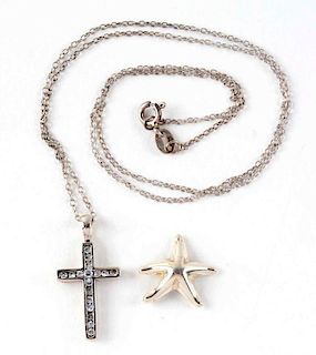Lot of 2: Sterling Cross Necklace & Starfish.