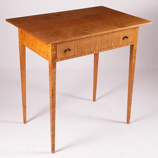 Contemporary Tiger Maple One Drawer Side Table