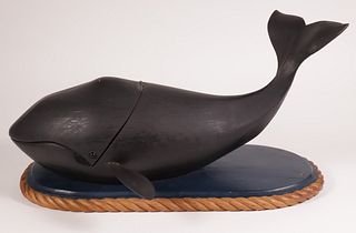 Carved Wood Whale Box by Samuel Burgess, Rockport, Massachusetts
