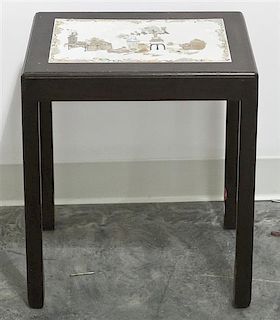 A Hardwood Side Table, Height 19 1/4 x width 16 1/4 x depth 10 1/2 inches.