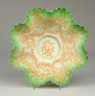 Floral Motif Bowl W/ Green Coloring.
