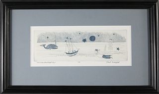 John F. Lochtefeld Limited Edition Etching on Paper "Seascape and Night Sky"