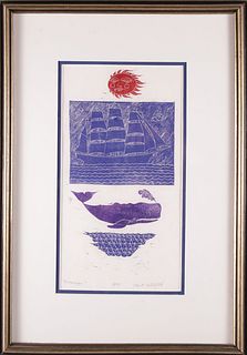 John F. Lochtefeld Limited Edition Woodblock Print "Oceanscape"