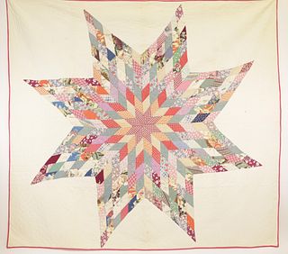 Vintage Texas Star Patchwork Quilt, circa 1930s