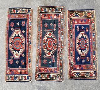 Three Antique Persian Tribal Mafrash Bag Face Rugs