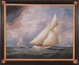 Contemporary America's Cup Race Oil on Canvas, 20th Century