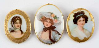 Lot Of 3: Portrait Brooches.