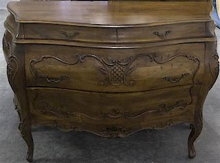 A French Provincial Style Chest of Drawers, Height 34 x width 44 1/2 x depth 17 inches.
