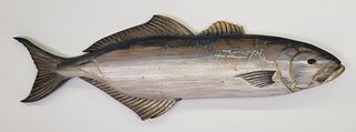 Carved and Painted Wooden Bluefish Sculpture