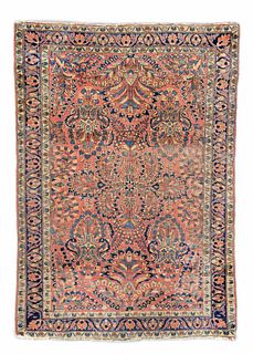 Semi-Antique Sarouk Oriental Throw Rug Carpet