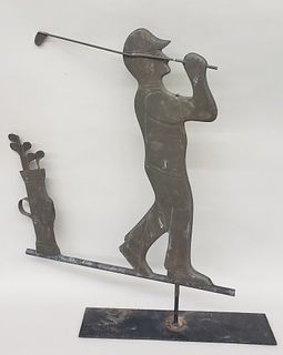 Vintage Figural Copper Animated Golfer Weathervane, 20th Century