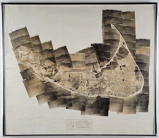 Vintage Mid Century Aerial Photograph Collage Map of Nantucket Island