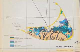 Vintage John H. Martin Hand Colored Map of Nantucket "Soil Associations"
