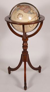 English Terrestrial Globe on Mahogany Tripod Stand