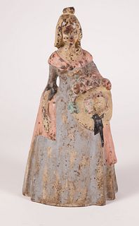 Vintage Painted Cast Iron Southern Belle Doorstop