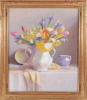 Sydney F. Willis Pastel "Spring Flowers in a Vase"