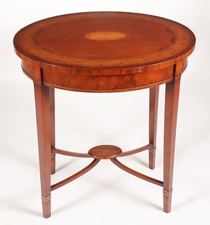 Federal Style Burlwood and Mixed Woods Inlaid Oval Occasional Table