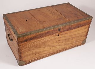 Chinese Export Brass Bound Camphor Wood and Trunk, 19th Century