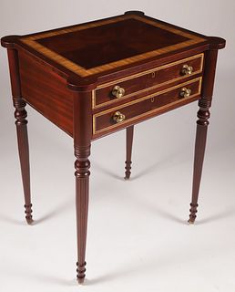 Seymour Style Mahogany Inlaid Two Drawer Work Stand